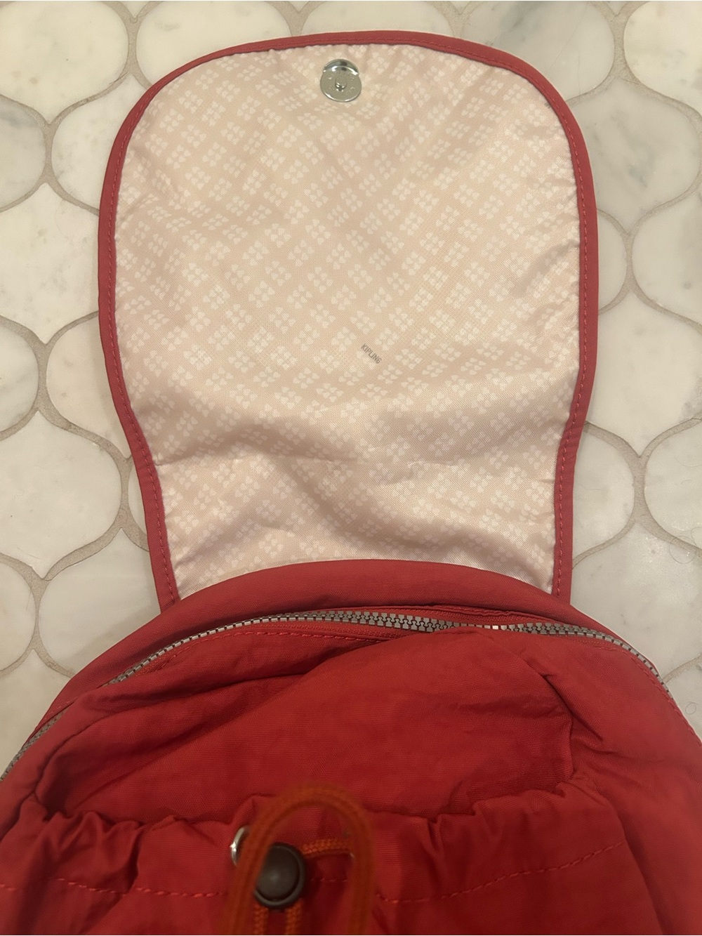 NWT Kipling Ravier Red Rust Backpack with Monkey Charm - Picture 6 of 8